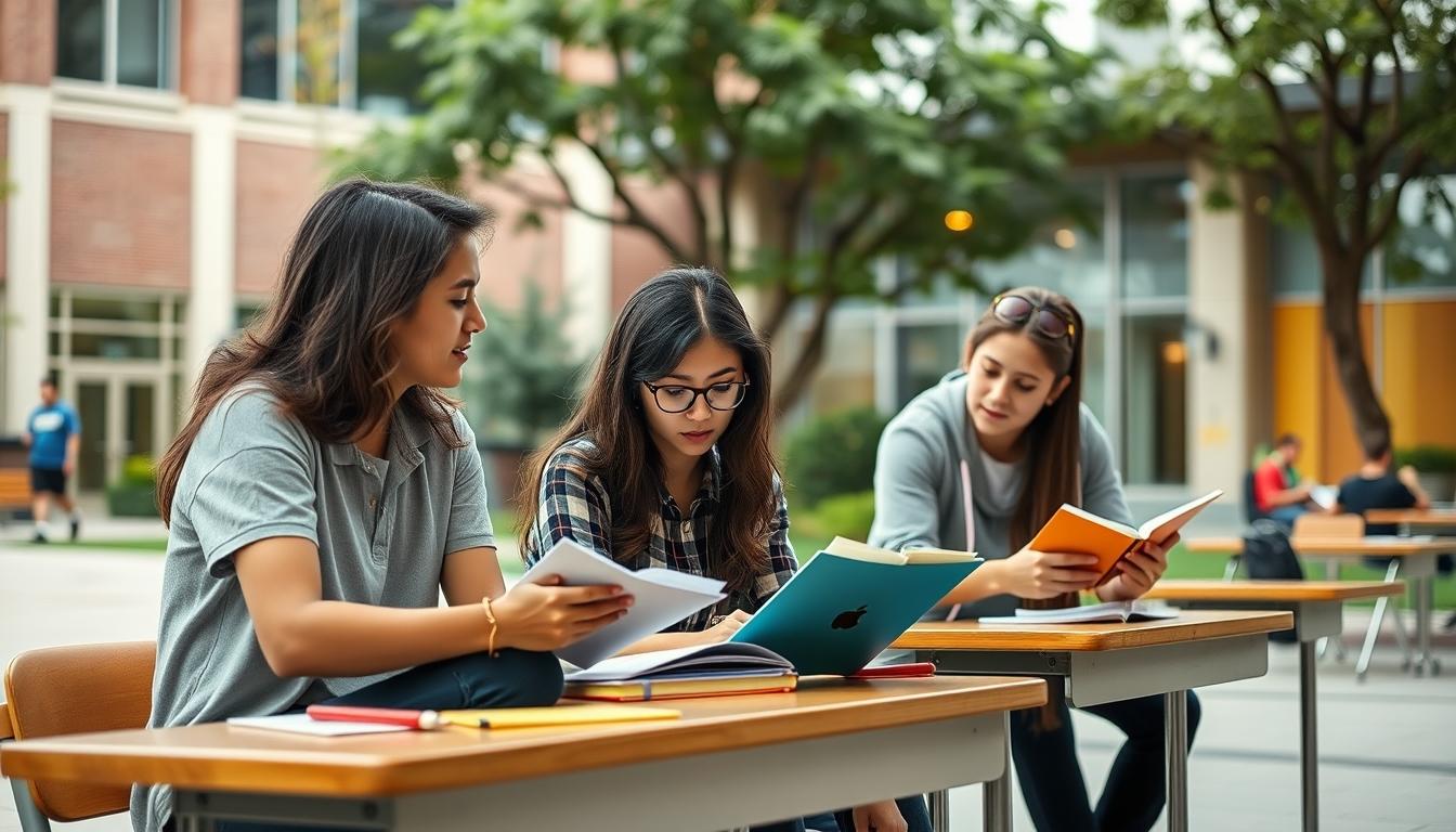Structured study materials and learning resources on a desk
